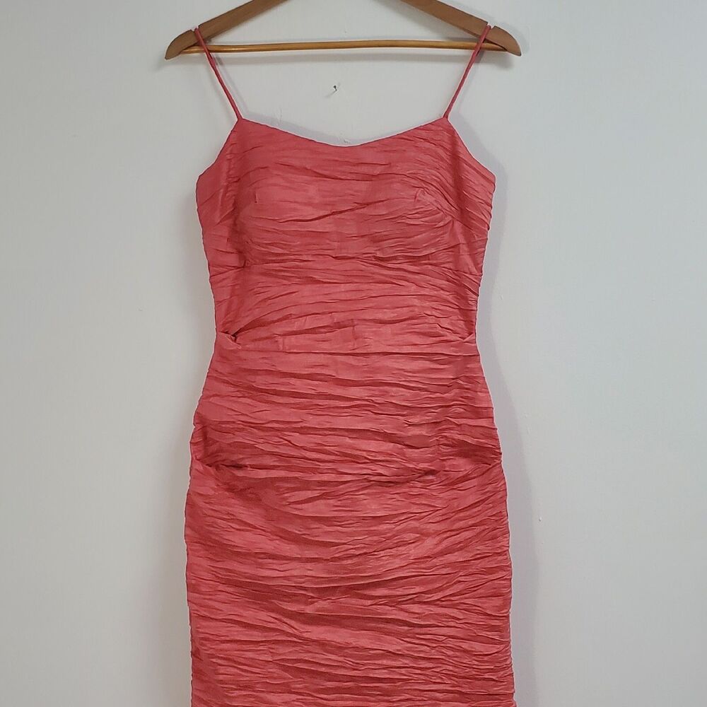 Alex Evenings Coral Ruched Spaghetti Strap Maxi Dress